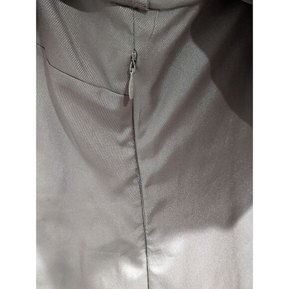 Apostrophe Taupe Sateen One Shoulder Double Ruffle Party Mini Dress, 6 - Picture 5 of 7